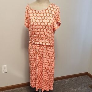NWOT Croft & Barrow Orange and White Leaf Pattern Dress